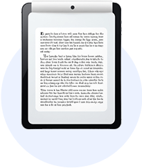 Dispositivo digital mostrando un texto, que representa contenidos textuales para la lectura y el aprendizaje.